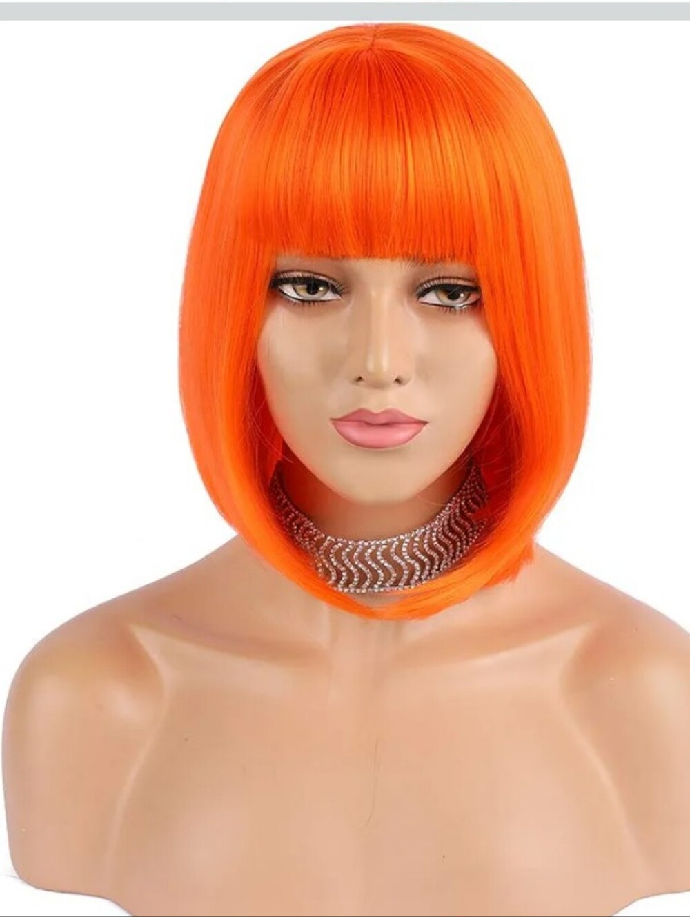 eNilecor Short Bob Hair Wig 12"Orange Straight Bob Wig  .